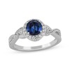 Thumbnail Image 3 of Round-Cut Blue & White Lab-Created Sapphire Gift Set Sterling Silver - Size 7