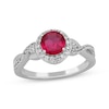 Thumbnail Image 2 of Round-Cut Lab-Created Ruby & White Lab-Created Sapphire Gift Set Sterling Silver - Size 7