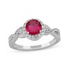 Thumbnail Image 3 of Round-Cut Lab-Created Ruby & White Lab-Created Sapphire Gift Set Sterling Silver - Size 7