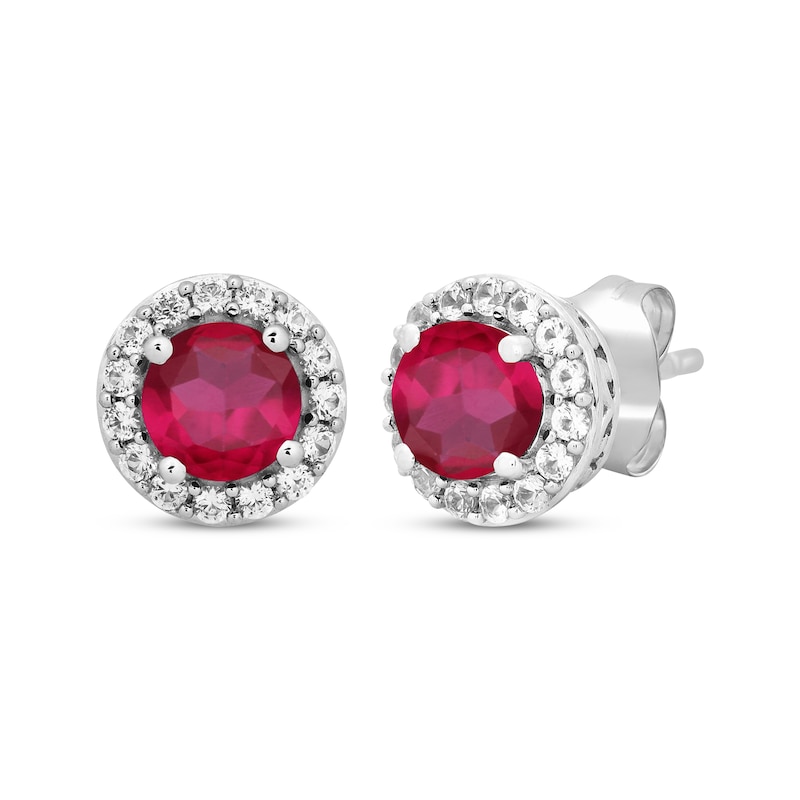 Main Image 4 of Round-Cut Lab-Created Ruby & White Lab-Created Sapphire Gift Set Sterling Silver - Size 7