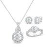 Thumbnail Image 1 of Round-Cut White Lab-Created Sapphire Gift Set Sterling Silver - Size 7