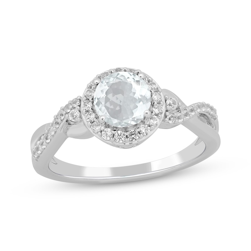 Main Image 3 of Round-Cut White Lab-Created Sapphire Gift Set Sterling Silver - Size 7