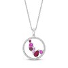 Thumbnail Image 1 of Multi-Shades Lab-Created Ruby, Pink & White Lab-Created Sapphire Necklace Sterling Silver 18"
