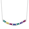 Thumbnail Image 0 of Baguette-Cut Multi-Gemstone Smile Necklace Sterling Silver 18”