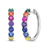 Thumbnail Image 1 of Multi Round-Cut Gemstone Hoop Earrings Sterling Silver
