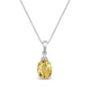 Thumbnail Image 0 of Oval-Cut Citrine & White Lab-Created Sapphire Drop Necklace Sterling Silver 18”