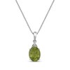 Thumbnail Image 1 of Oval-Cut Peridot & White Lab-Created Sapphire Drop Necklace Sterling Silver 18”