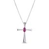 Thumbnail Image 1 of Oval-Cut Lab-Created Ruby Cross Necklace Sterling Silver 18”