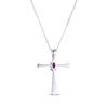 Thumbnail Image 3 of Oval-Cut Lab-Created Ruby Cross Necklace Sterling Silver 18”