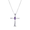 Thumbnail Image 0 of Oval-Cut Amethyst Cross Necklace Sterling Silver 18”