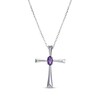 Thumbnail Image 1 of Oval-Cut Amethyst Cross Necklace Sterling Silver 18”