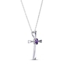 Thumbnail Image 1 of Oval-Cut Amethyst Cross Necklace Sterling Silver 18”