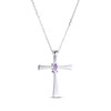 Thumbnail Image 2 of Oval-Cut Amethyst Cross Necklace Sterling Silver 18”