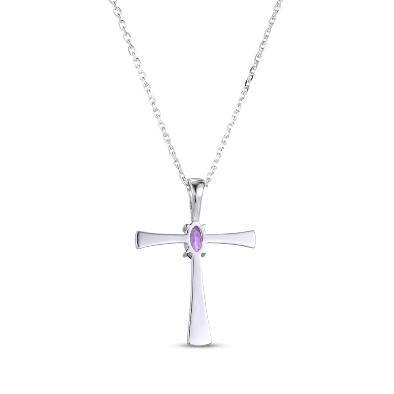 Main Image 3 of Oval-Cut Amethyst Cross Necklace Sterling Silver 18”