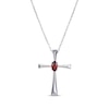 Thumbnail Image 1 of Oval-Cut Garnet Cross Necklace Sterling Silver 18”