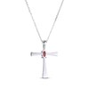 Thumbnail Image 3 of Oval-Cut Garnet Cross Necklace Sterling Silver 18”