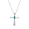 Thumbnail Image 0 of Oval-Cut Lab-Created Emerald Cross Necklace Sterling Silver 18”