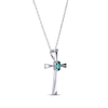 Thumbnail Image 1 of Oval-Cut Lab-Created Emerald Cross Necklace Sterling Silver 18”