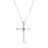 Thumbnail Image 2 of Oval-Cut Lab-Created Emerald Cross Necklace Sterling Silver 18”