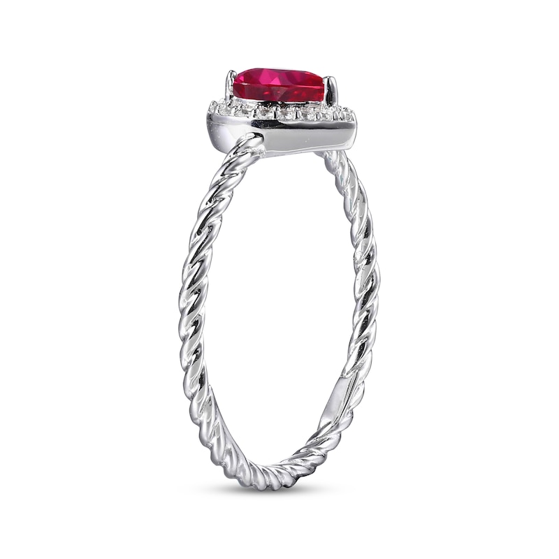 Main Image 2 of Heart-Shaped Lab-Created Ruby & White Lab-Created Sapphire Ring Sterling Silver