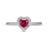 Thumbnail Image 3 of Heart-Shaped Lab-Created Ruby & White Lab-Created Sapphire Ring Sterling Silver