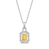 Thumbnail Image 1 of Octagon-Cut Citrine & Lab-Created White Sapphire Necklace & Ring Gift Set Sterling Silver - Size 7