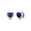 Thumbnail Image 0 of Heart-Shaped Blue & White Lab-Created Sapphire Stud Earrings Sterling Silver