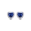 Thumbnail Image 1 of Heart-Shaped Blue & White Lab-Created Sapphire Stud Earrings Sterling Silver