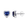 Thumbnail Image 2 of Heart-Shaped Blue & White Lab-Created Sapphire Stud Earrings Sterling Silver