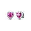 Thumbnail Image 0 of Heart-Shaped Pink & White Lab-Created Sapphire Stud Earrings Sterling Silver