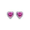 Thumbnail Image 1 of Heart-Shaped Pink & White Lab-Created Sapphire Stud Earrings Sterling Silver