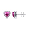 Thumbnail Image 2 of Heart-Shaped Pink & White Lab-Created Sapphire Stud Earrings Sterling Silver