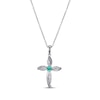 Thumbnail Image 1 of Lab-Created Emerald & White Lab-Created Sapphire Cross Necklace Sterling Silver 18”
