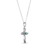 Thumbnail Image 2 of Lab-Created Emerald & White Lab-Created Sapphire Cross Necklace Sterling Silver 18”