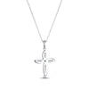 Thumbnail Image 3 of Lab-Created Emerald & White Lab-Created Sapphire Cross Necklace Sterling Silver 18”