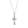 Thumbnail Image 2 of White Lab-Created Sapphire Cross Necklace Sterling Silver 18”