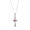 Thumbnail Image 1 of Lab-Created Ruby & White Lab-Created Sapphire Cross Necklace Sterling Silver 18”