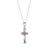 Thumbnail Image 2 of Lab-Created Ruby & White Lab-Created Sapphire Cross Necklace Sterling Silver 18”
