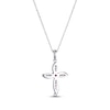 Thumbnail Image 2 of Lab-Created Ruby & White Lab-Created Sapphire Cross Necklace Sterling Silver 18”
