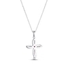 Thumbnail Image 3 of Lab-Created Ruby & White Lab-Created Sapphire Cross Necklace Sterling Silver 18”