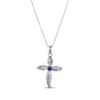 Thumbnail Image 0 of Blue & White Lab-Created Sapphire Cross Necklace Sterling Silver 18”