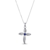 Thumbnail Image 1 of Blue & White Lab-Created Sapphire Cross Necklace Sterling Silver 18”