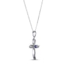 Thumbnail Image 1 of Blue & White Lab-Created Sapphire Cross Necklace Sterling Silver 18”