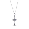 Thumbnail Image 2 of Blue & White Lab-Created Sapphire Cross Necklace Sterling Silver 18”