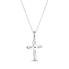 Thumbnail Image 3 of Blue & White Lab-Created Sapphire Cross Necklace Sterling Silver 18”