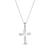 Thumbnail Image 3 of Aquamarine & White Lab-Created Sapphire Cross Necklace Sterling Silver 18”