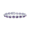 Thumbnail Image 0 of Vintage-Style Oval-Cut Amethyst & Diamond Accent Bracelet Sterling Silver 7.5”