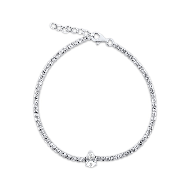 Pear & Round-Cut White Lab-Created Sapphire Bracelet Sterling Silver 8.5”