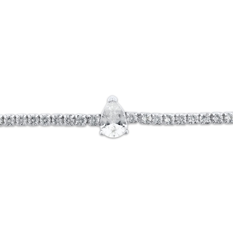 Main Image 2 of Pear & Round-Cut White Lab-Created Sapphire Bracelet Sterling Silver 8.5”