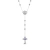 Thumbnail Image 1 of Round-Cut Blue & White Lab-Created Sapphire Cross Lariat Necklace Sterling Silver 18”